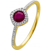 Rubinring Gold 585 14kroter Edelstein 0.5ct Diamanten Halo