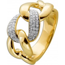Diamantring Panzerketten Cuban Look Gelbgold 585 14K Diamanten 0.33ct  