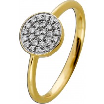 Diamantring Gold 585 14 Karat Halo Diamanten 0.13ct TW VSI 