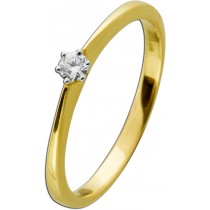 Brillant Solitärring Gelbgold 585 14 K 0,08ct TW/VSI 