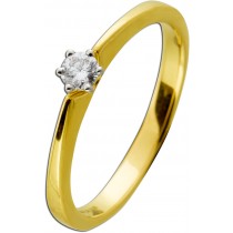 Brillant Solitärring Gelbgold 585 14 K 0.15ct TW VSI 