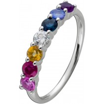 Edelstein Memoire Ring Weißgold 585 14K Diamant 0.13ct W SI