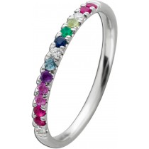 Memoire Ring Weißgold 585 14K Brillanten 0.04ct bunte Edelsteine