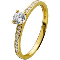 Damenring Gelbgold 333 8 Karat weiße Zirkonia Brillantlook