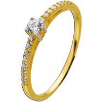 Damenring Gelbgold 333 8 Karat weiße Zirkonia Brillantlook