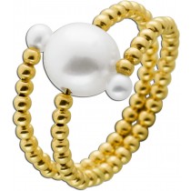 Perlen Ring Gelbgold 585 14K Süßwasserzuchtperlen 3-8.5mm flexibel