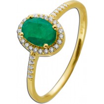 Smaragd Ring Gelbgold 585 14K grüner Edelstein Diamanten