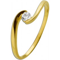 Verlobungsring Gelbgold 585 14K Solitär Diamant 0.13ct W SI
