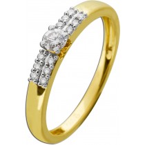 Diamantring Gelbgold 585 Weißgold 14K Diamanten 0.23ct W SI 