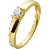 Verlobungsring Gelbgold 585 14K Solitär Brillant 0.20ct W SI 