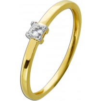 Verlobungsring Gelbgold 585 14K Solitär Diamant 0.16ct W SI 