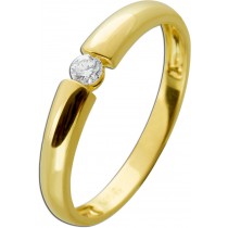 Spannring Gelbgold 585 14K Solitär Brillant 0.10ct W SI