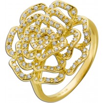 Rosenring Gelbgold 585 14 Karat Brillanten 0.39ct TW VSI