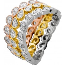 Tricolor Brillantring Ring Set Gelbgold Rosegold Weißgold 585 14K 2ct