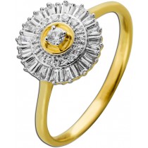 Diamantring Gelbgold Weißgold 585 14K Brillanten 0.17ct 