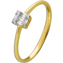Diamant Ring Gelbgold Weißgold 585 14K Brillanten 0.10ct  
