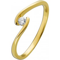Verlobungsring Gelbgold 585 14K Solitär Brillant 0.10ct  