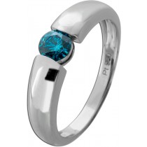 Solitärring Platin 950 blauer Diamant 0.50ct Spannring