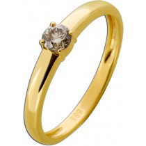 Brillant Solitärring Gold 585 14K Champagner Diamant 0.25ct 