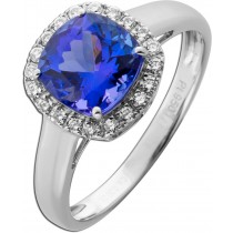 Tansanit Ring Platin 950 violett blauer Edelstein 2.5ct Brillanten Halo