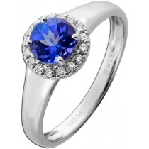 Tansanit Ring Platin 950 violett blauer Edelstein 0.90ct Brillanten 0.15ct 