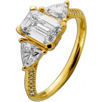 Diamantring 3.45ct Gold 585 14K Lab Grown Brillant Emerald Solitaer Cut IGI