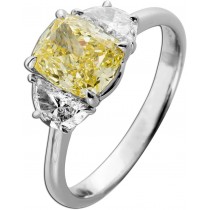 Diamantring 3ct Weissgold 585 fancy intense yellow Square cut