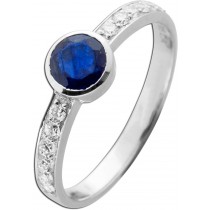 Saphir Ring Weißgold 585 14K blauer Edelstein Lab Grown Diamanten