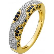 Saphir Ring Gold 585 14K Natur Diamanten 0.35ct blaue Edelsteine