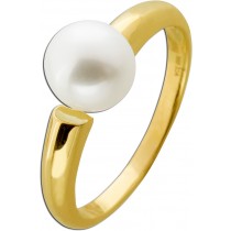 Perlenring Spannring Gold 585 14K Weisse Perle 9mm