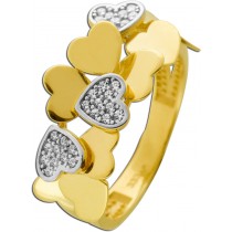 Herz Ring Gelbgold 333 8K weiße Zirkonia Steine