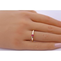 Rubin Ring Gold 585 14K nat Rubin 0.26ct Natur Diamanten 0.05ct