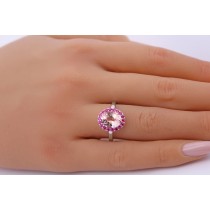 Morganit Ring Platin 950 nat Morganit 2.65ct nat Rubine 0.30ct 