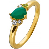 Diamant Ring Gold 375 9K Labor Diamanten nat Smaragd nat Peridot