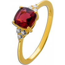 Rhodolith Ring Gold 375 9K Natur Edelstein Lab Grown Diamanten