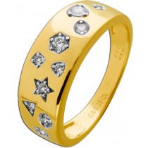 Brillant Ring Gold 333 8K Lab Grown Diamanten Geomet Herz Stern