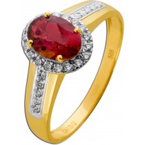 Turmalin Ring Gold 585 14K nat. pinker Turmalin 1.25ct Natur Diamanten 