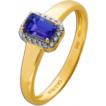 Tansanit Ring Gold 585 14K Natur Tansanit 0.56ct Natur Diamanten 0.10ct