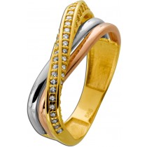 Trinity Ring Gold Weißgold Rosegold 585 14K weiße Zirkonia