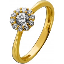 Halo Ring Gold 333 8 Karat weiße Zirkonia Steine