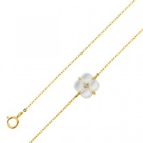 Perlmutt Armband Kleeblatt Gelbgold 585 14K Brillant 0.015ct 