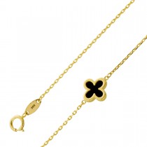 Onyx Kleeblatt Armband schwarzer Edelstein Gelbgold 333 8K