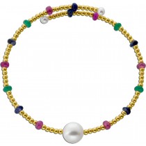 Flexibler Armreif Gelbgold 585 Süßwasser Zuchtperle