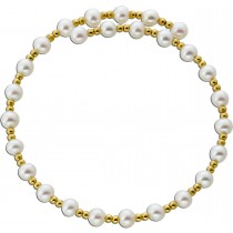 Flexibler Armreif Gelbgold 585 Süsswasser Perlen