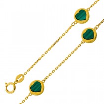 Malachit Herz Armband Gold 333 8K grüne Malachit Edelsteine