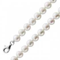Süßwasserperlenkette fast ganz runde Perlen weiß-rose Top Lustre Perlenschmuck