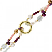 Perlenkette Edelsteinkette Achat Bergkristall Amethyst Rosenquarz 90cm 