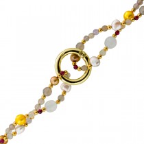 Perlenkette Edelsteinkette Bergkristall Achat Granat 92cm 