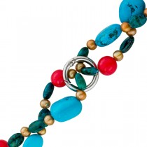 Perlenkette Türkis Jaspis Achat Natur Edelsteine Süßwasserperlen