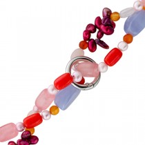 Perlenkette Chalzedon Rosenquarz Achat Bergkristall Natur Edelsteine